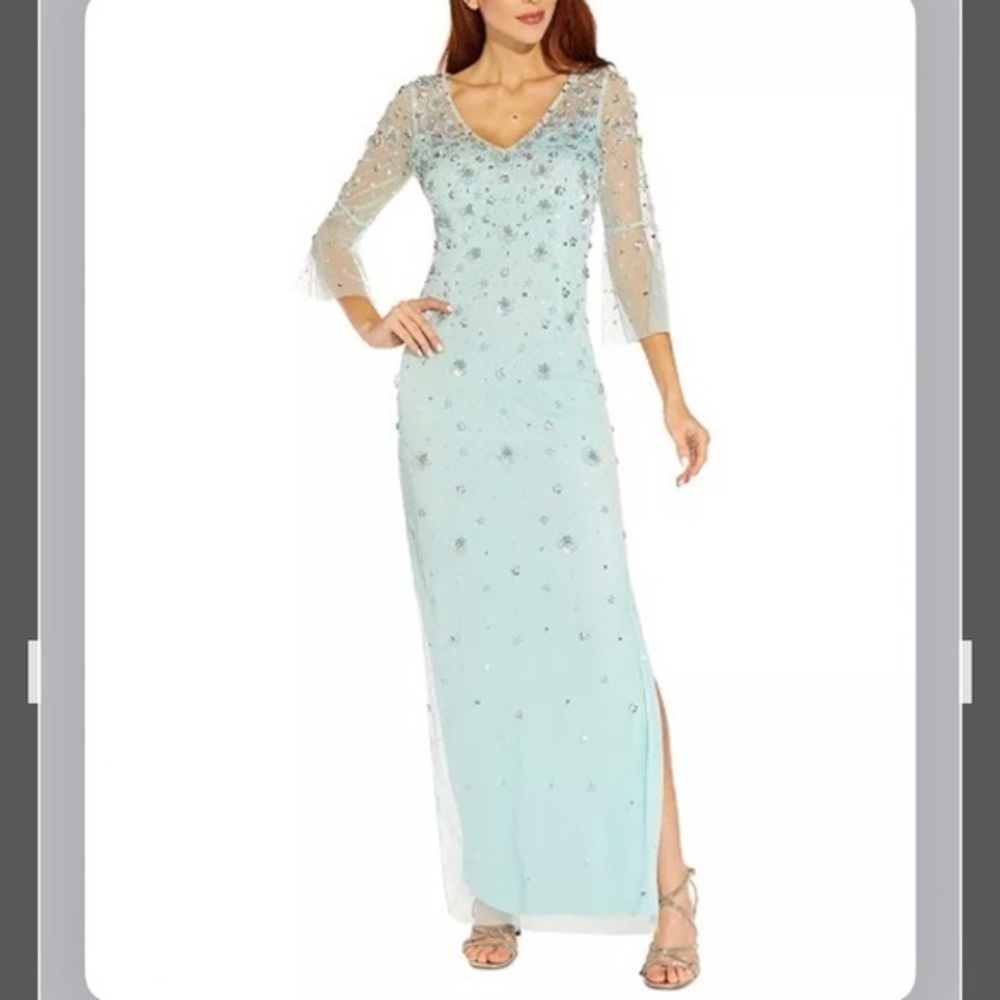 Adrianna Papell Light Blue Embellished Dress